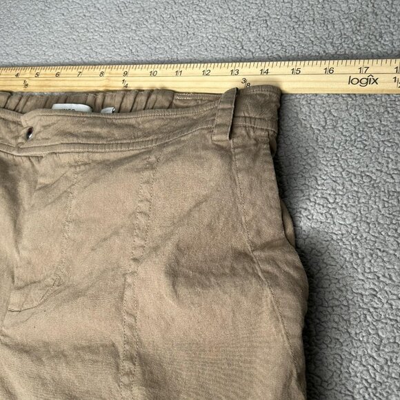 Vince Pants Womens 8 Brown Linen Blend Wide Leg Crop Cargo Zip Pockets Stretch - Picture 11 of 15